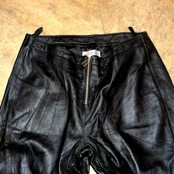 Hugo Buscati LEATHER PANTS with cute front zip size 6 petite straight leg soft - Picture 5 of 8